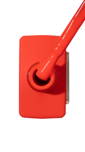 Red nail polish bottle with a brush on a white background