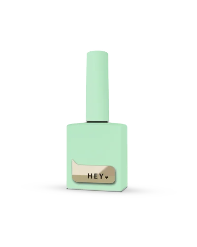 Mint green nail polish bottle with &