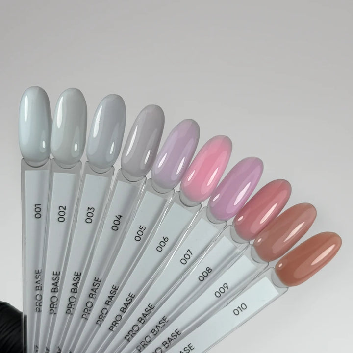 DARK Pro Base – swatches of shades 01 to 10