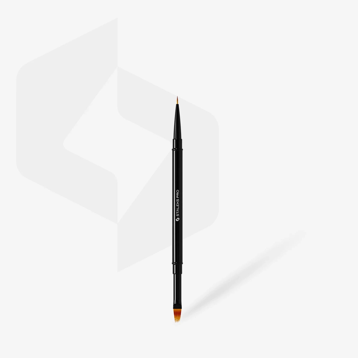 Dual-ended nail art brush with fine detailing tip and angled bristle for manicure design