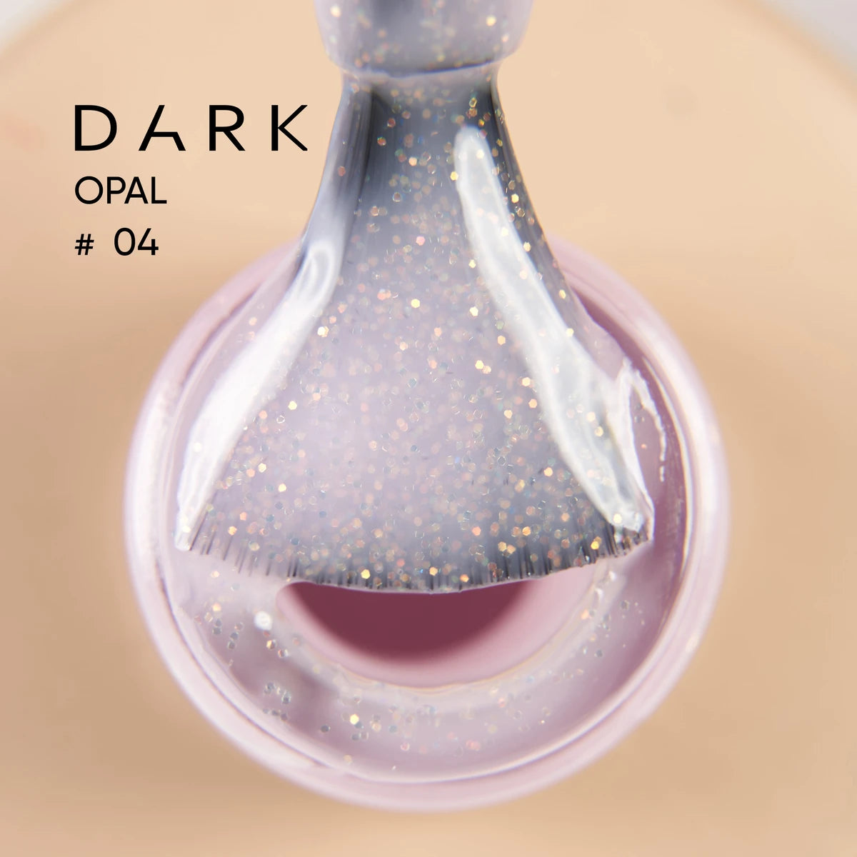Close-up of a nail polish brush with shimmery dark opal UV gel, shade #04
