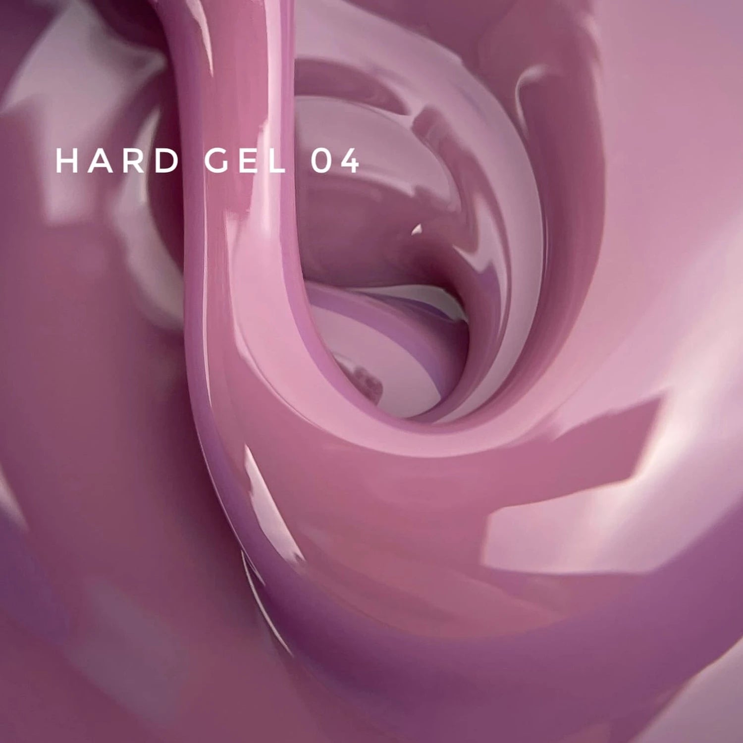 Close-up of glossy pink hard gel for nails, labeled Hard Gel 04, ideal for manicures