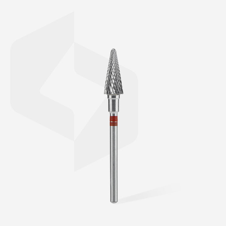 STALEKS PRO Carbide Nail Drill Bit Cone for Left-Handed Users, Red, Ø 6 mm / 14 mm