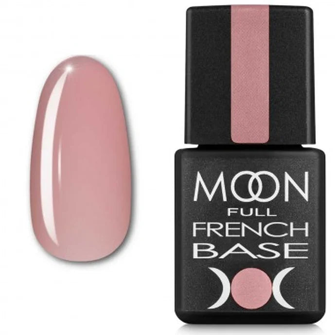 Nail polish bottle with pink nail sample and &