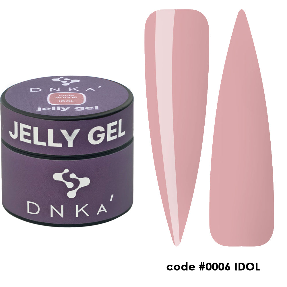 Pink jelly gel nail polish DNKA with swatches, code 0006 IDOL, manicure product