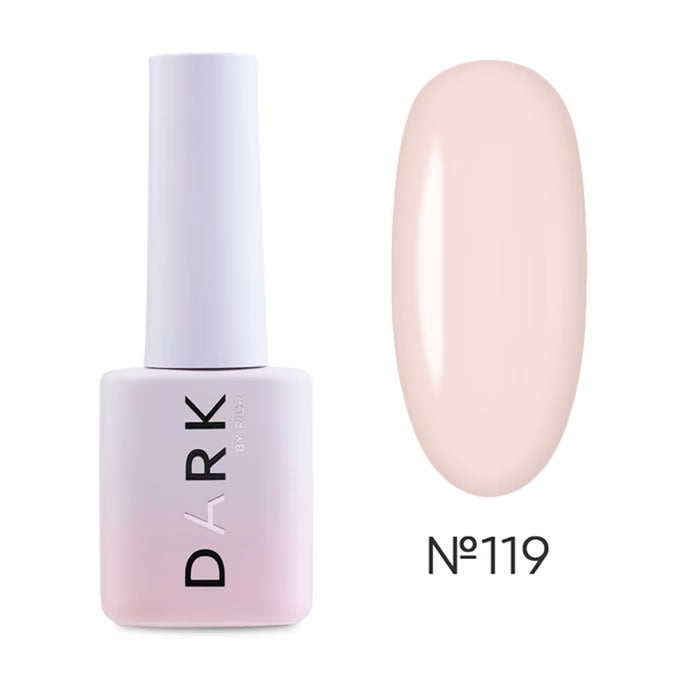 Pale nude gel nail polish bottle with matching swatch, labeled No. 119.