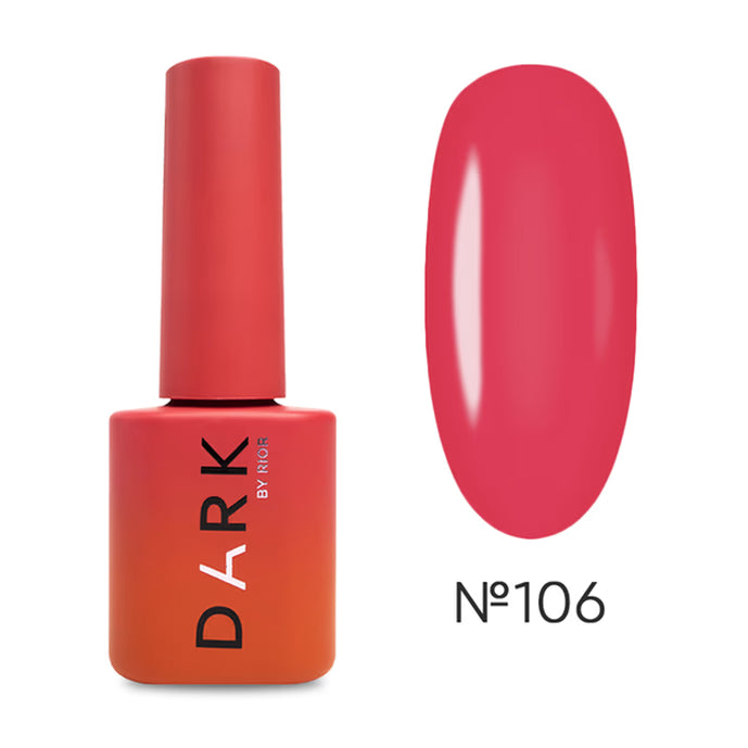 Pink gel nail polish bottle with matching swatch, labeled shade number 106.