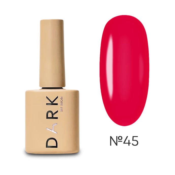 Gel nail polish bottle with bold pink shade sample, labeled No. 45, for manicure