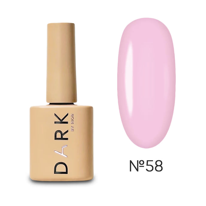 Light pink gel nail polish bottle with matching color swatch, shade number 58.