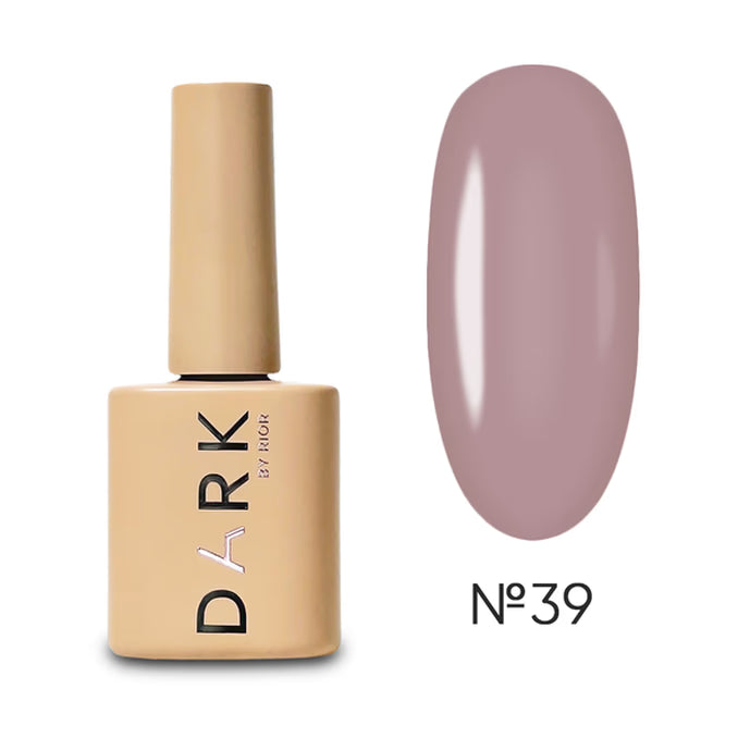 Neutral mauve gel nail polish bottle with matching swatch, No. 39, for manicure