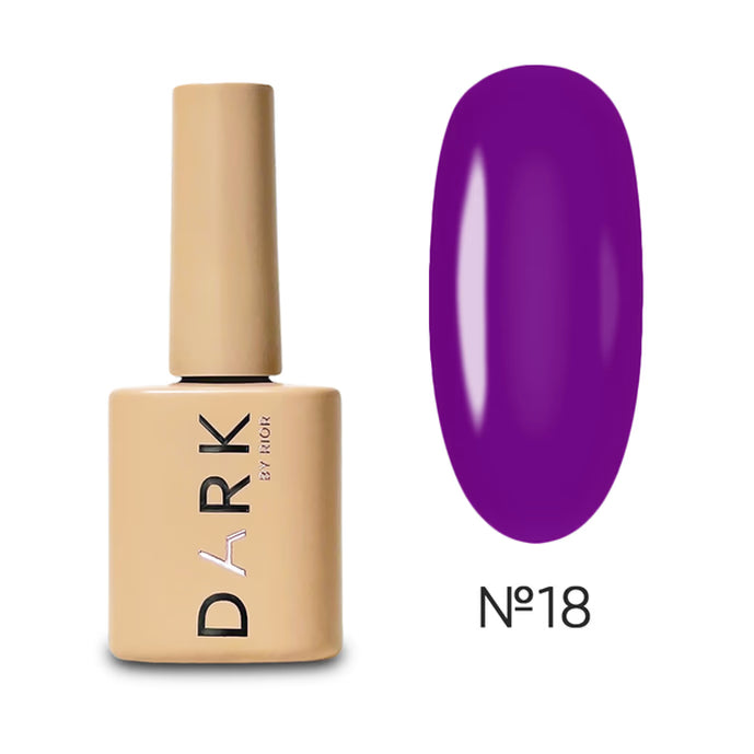 Purple gel nail polish bottle with matching purple color swatch, shade number 18