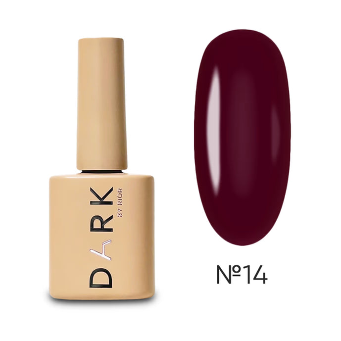 Dark burgundy gel nail polish bottle with matching color swatch, shade No. 14