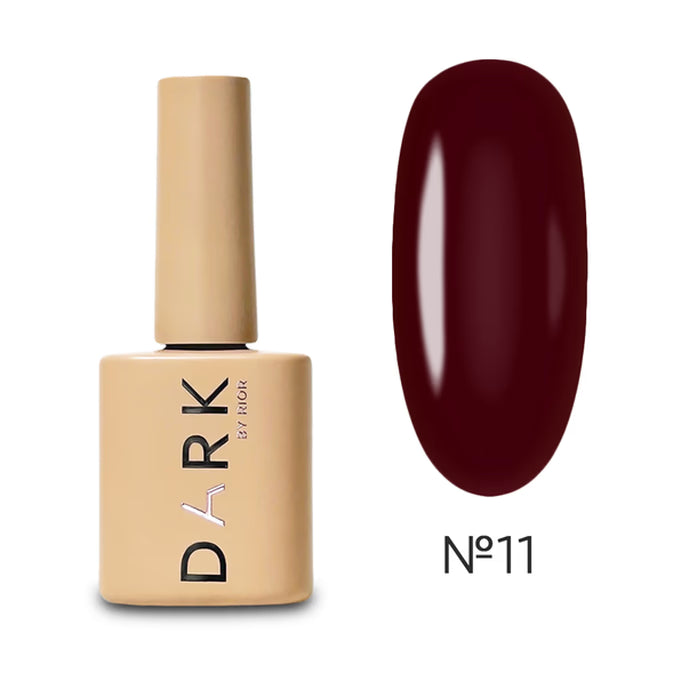 Dark burgundy gel nail polish bottle with matching color swatch, shade number 11
