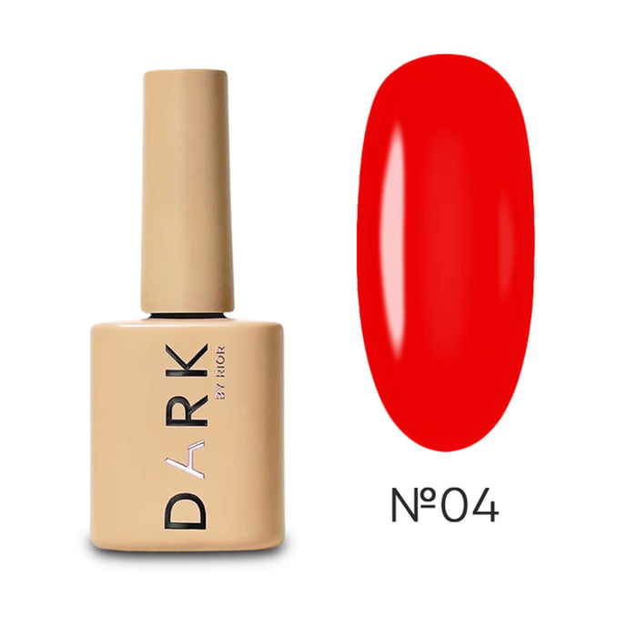 Red UV gel nail polish bottle with vivid red swatch, shade number 04.