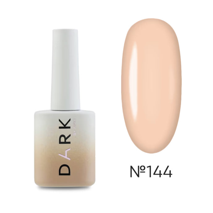 Beige gel nail polish bottle with swatch, shade number 144