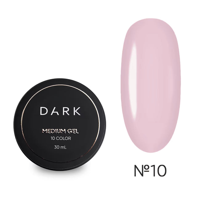 Medium pink UV gel nail polish in a black container, sample swatch labeled No.10