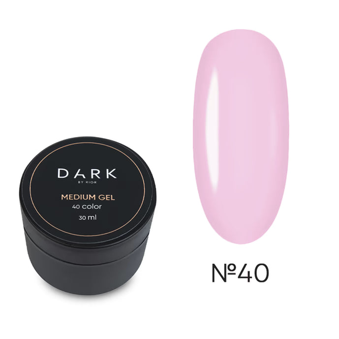 Light pink medium UV gel for nails, shade number 40, in a 30ml black jar