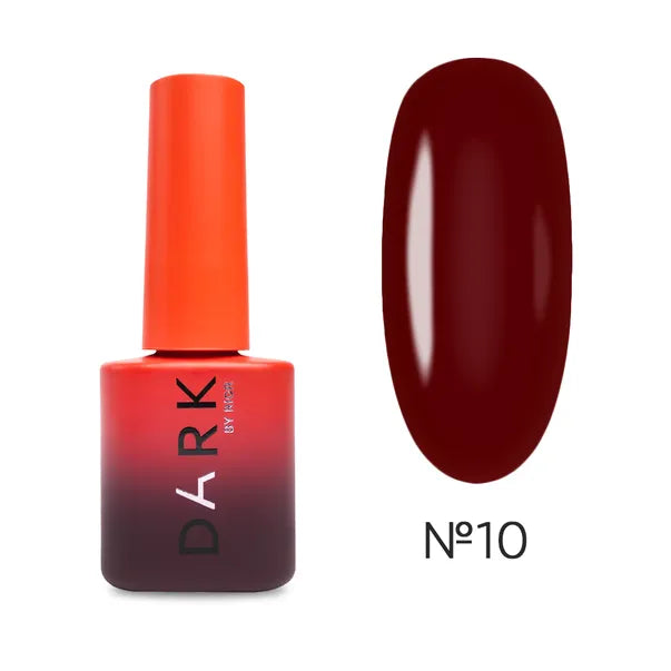 Dark red UV gel nail polish bottle with matching swatch, shade number 10