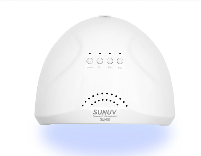 White SUNUV LED UV nail lamp with timer buttons for gel polish drying
