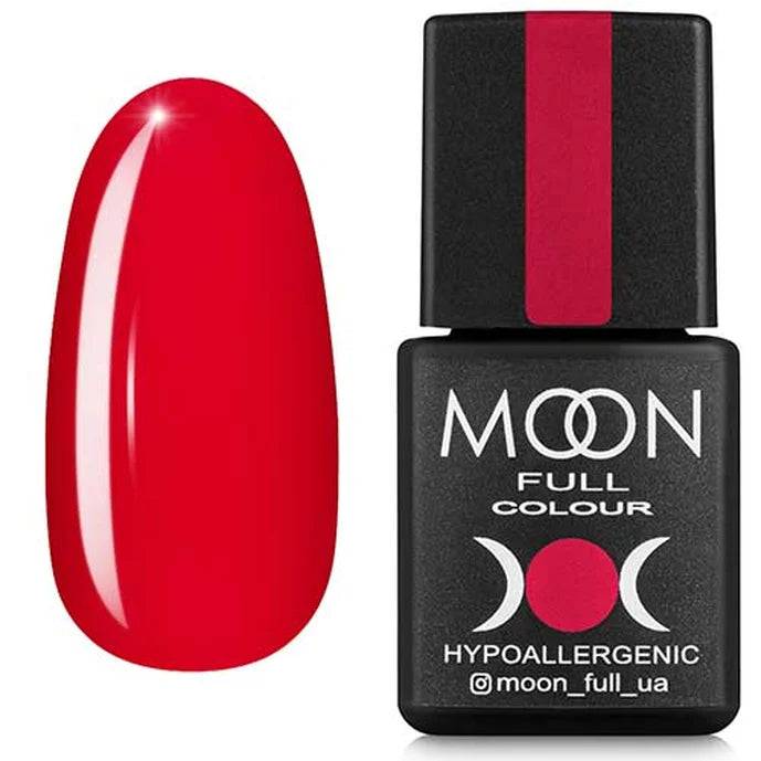 Red gel nail polish bottle and vibrant red nail swatch, professional manicure product