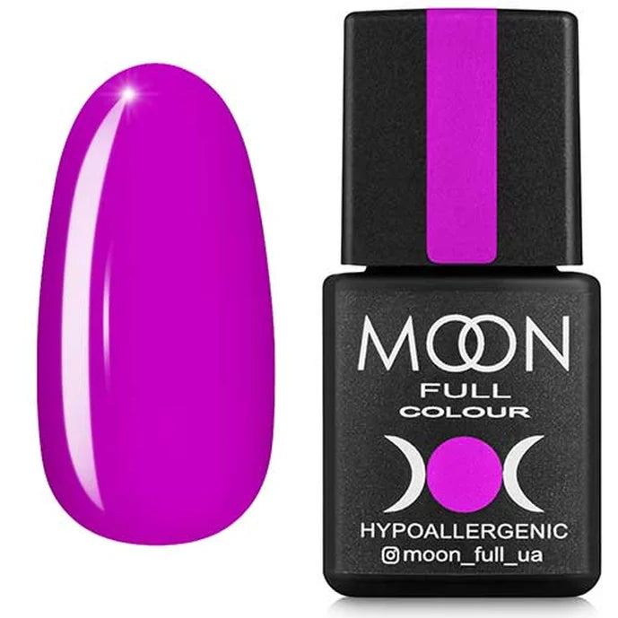 Bright purple gel nail polish bottle and color swatch, hypoallergenic salon manicure product