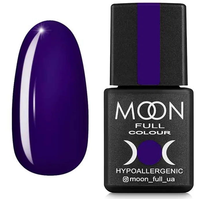 Purple nail polish bottle with a black cap on a white background