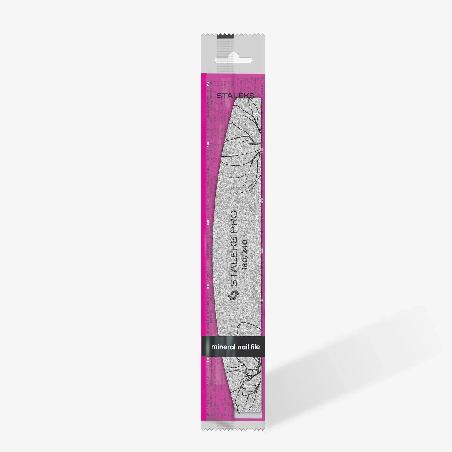 Staleks Pro mineral nail file 180/240 in pink floral packaging for professional manicure