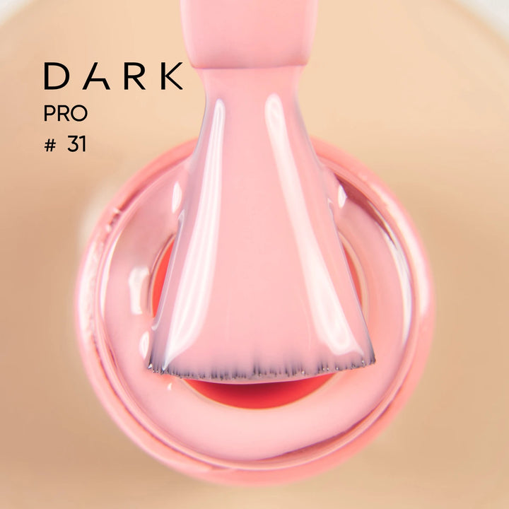 Close-up of brush with pink gel nail polish, Dark Pro 