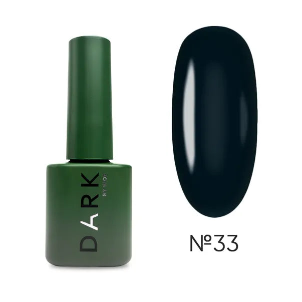 Dark green nail polish bottle with swatch in shade No. 33 for manicure and pedicure.