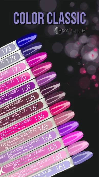 Color swatches of 'Color Classic' nail polish with a blurred bokeh background.