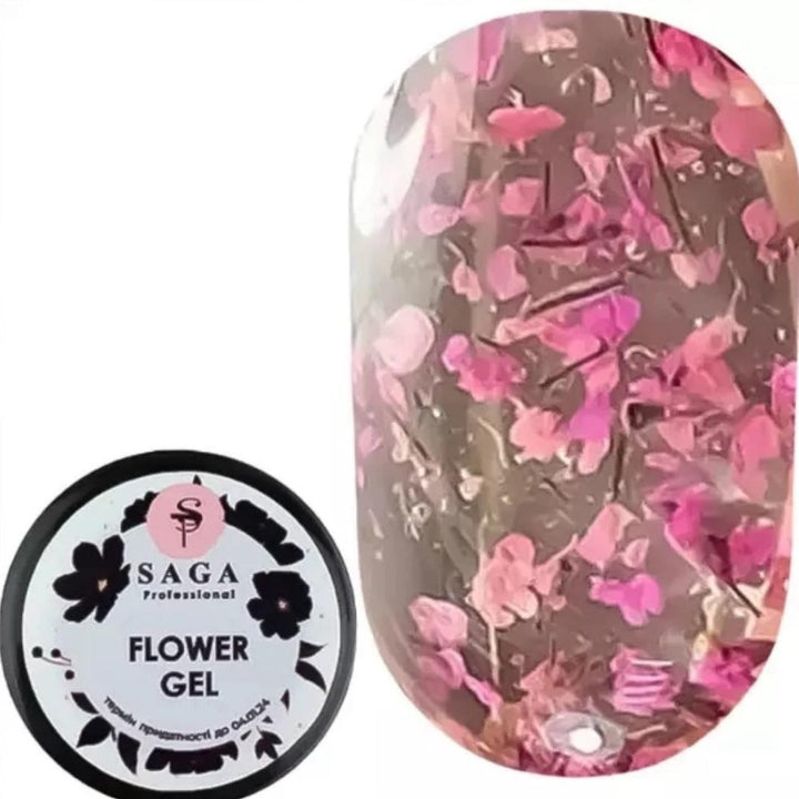 SAGA professional Flower gel 4 (with dried flowers -light pink) , 5 ml