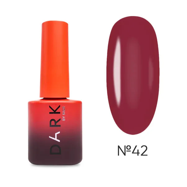 Burgundy gel nail polish bottle with sample swatch, labeled No. 42, for manicure use