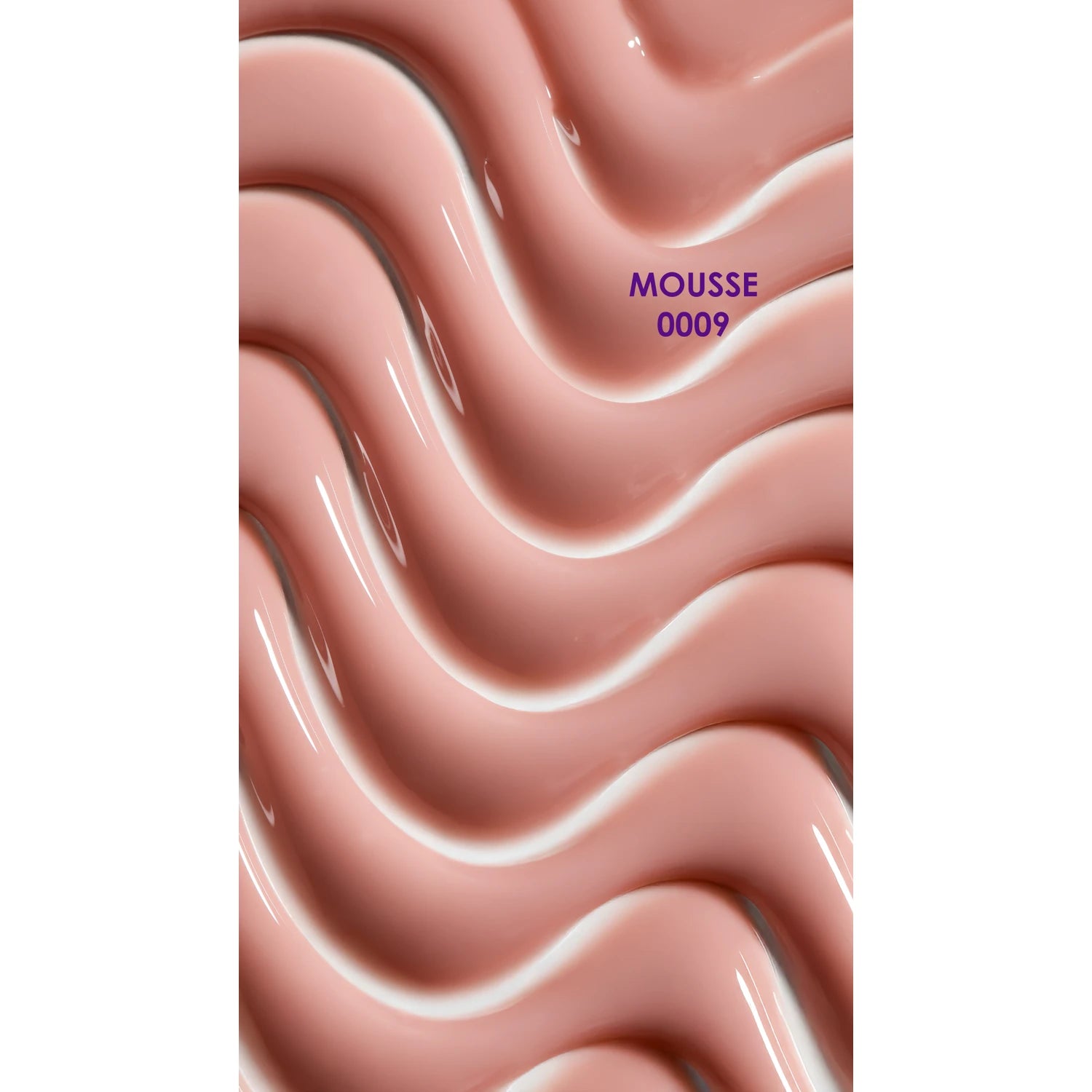 Glossy pink UV gel nail polish mousse 0009 with wavy texture, manicure product sample