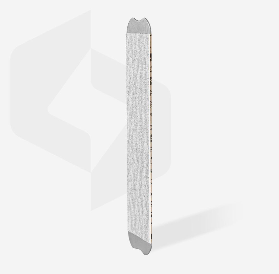 Professional nail file for manicure and pedicure, rectangular with silver grit texture