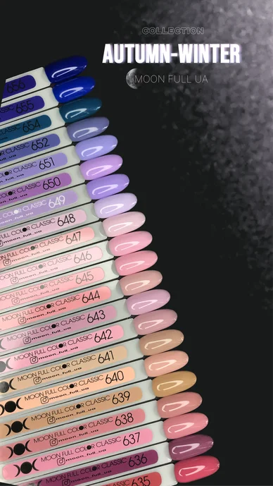 Color chart with nail polish colors labeled &