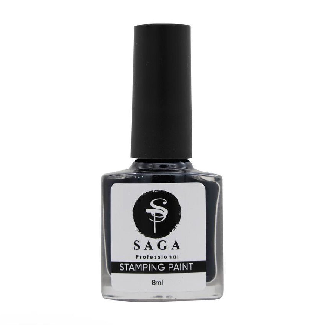 Saga Professional stamping paint bottle for nail art, 8ml, with black cap