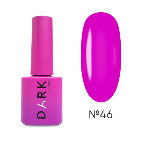 Bright magenta gel nail polish bottle and color swatch, shade number 46.