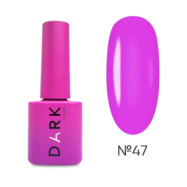 Bright purple gel nail polish bottle and color sample, shade number 47