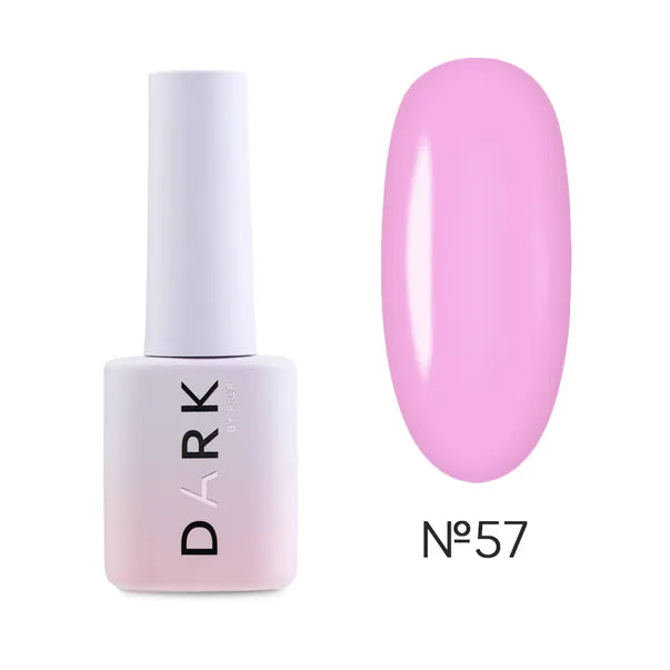 Light pink gel nail polish bottle with matching swatch, shade number 57.