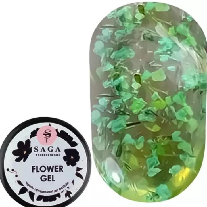 SAGA professional Flower gel 6 (with dried flowers -light green) , 5 ml