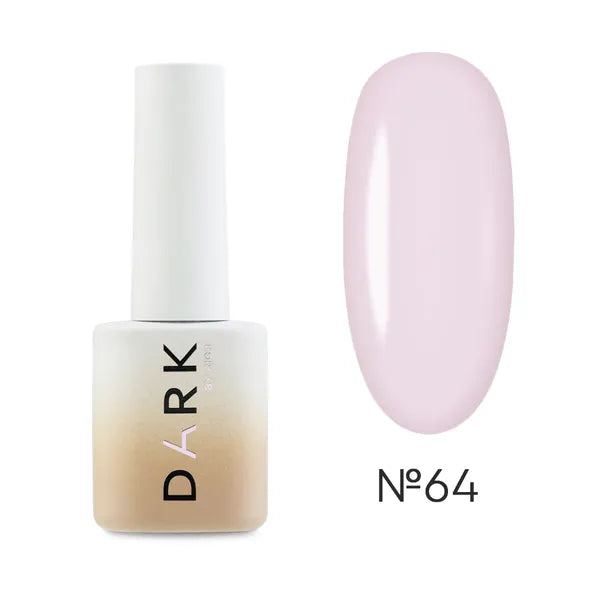 UV gel nail polish bottle with pale pink color swatch, labeled No 64, for manicure