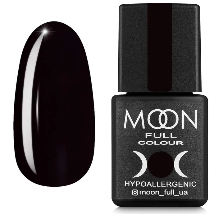 Blueberry nail polish bottle with a black nail next to it on a white background
