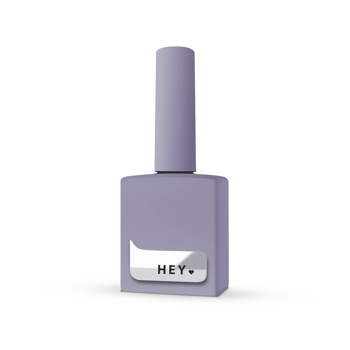 Matte lavender nail polish bottle with HEY label, professional manicure product