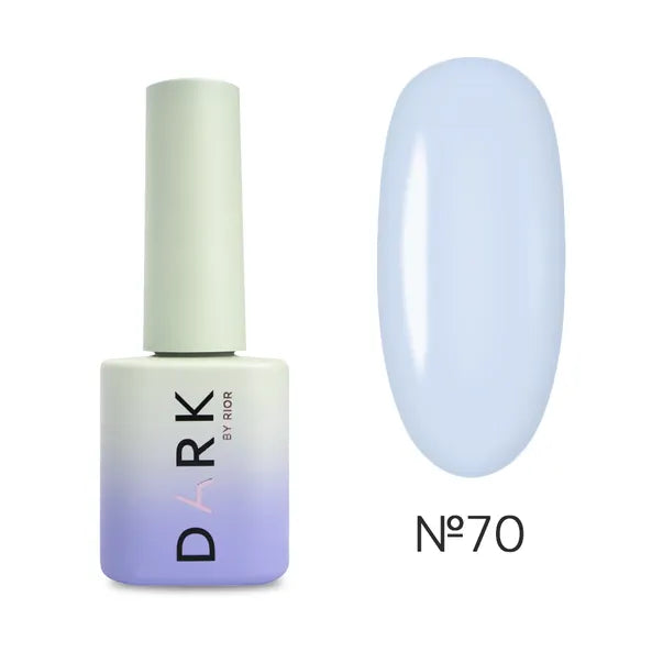 Light pastel blue UV gel polish bottle with matching color swatch, shade number 70