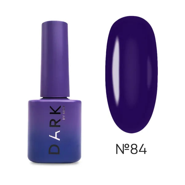 Purple gel nail polish bottle with matching swatch, shade number 84, for manicure use