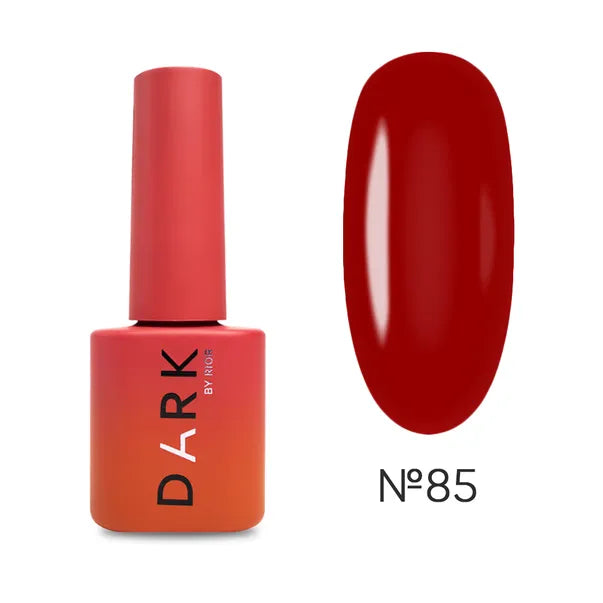 Red gel nail polish bottle and swatch No. 85, professional manicure product