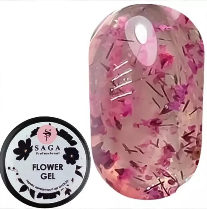 SAGA professional Flower gel 9 (with dried flowers - raspberry), 5 ml