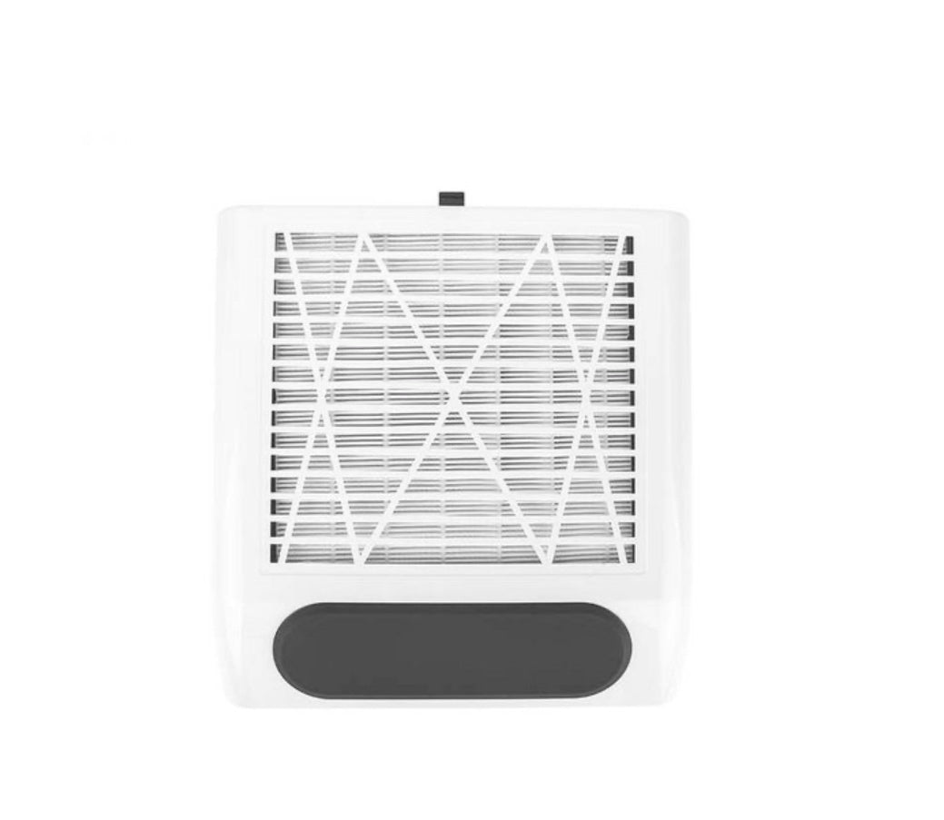 White professional nail dust collector with vented top for manicure and pedicure salons