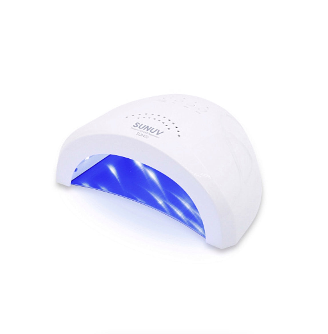 White UV LED nail lamp for manicure and gel polish curing, blue light interior