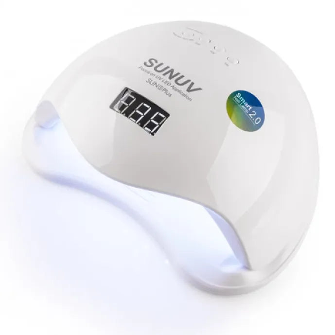 White LED UV nail lamp for gel polish with digital timer display for manicure